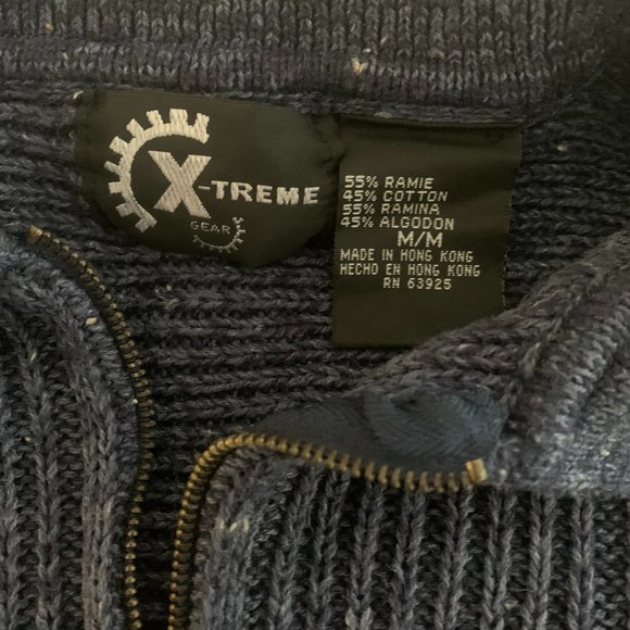 EUC X-treme Gear Vintage 1/4 Zip Blue Sweater Size Medium - Picture 6 of 14